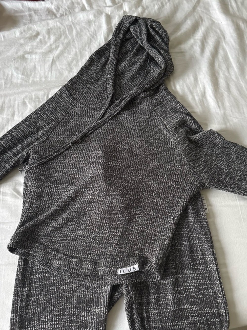 Womens Hooded Knit Sweater in Charcoal Gray